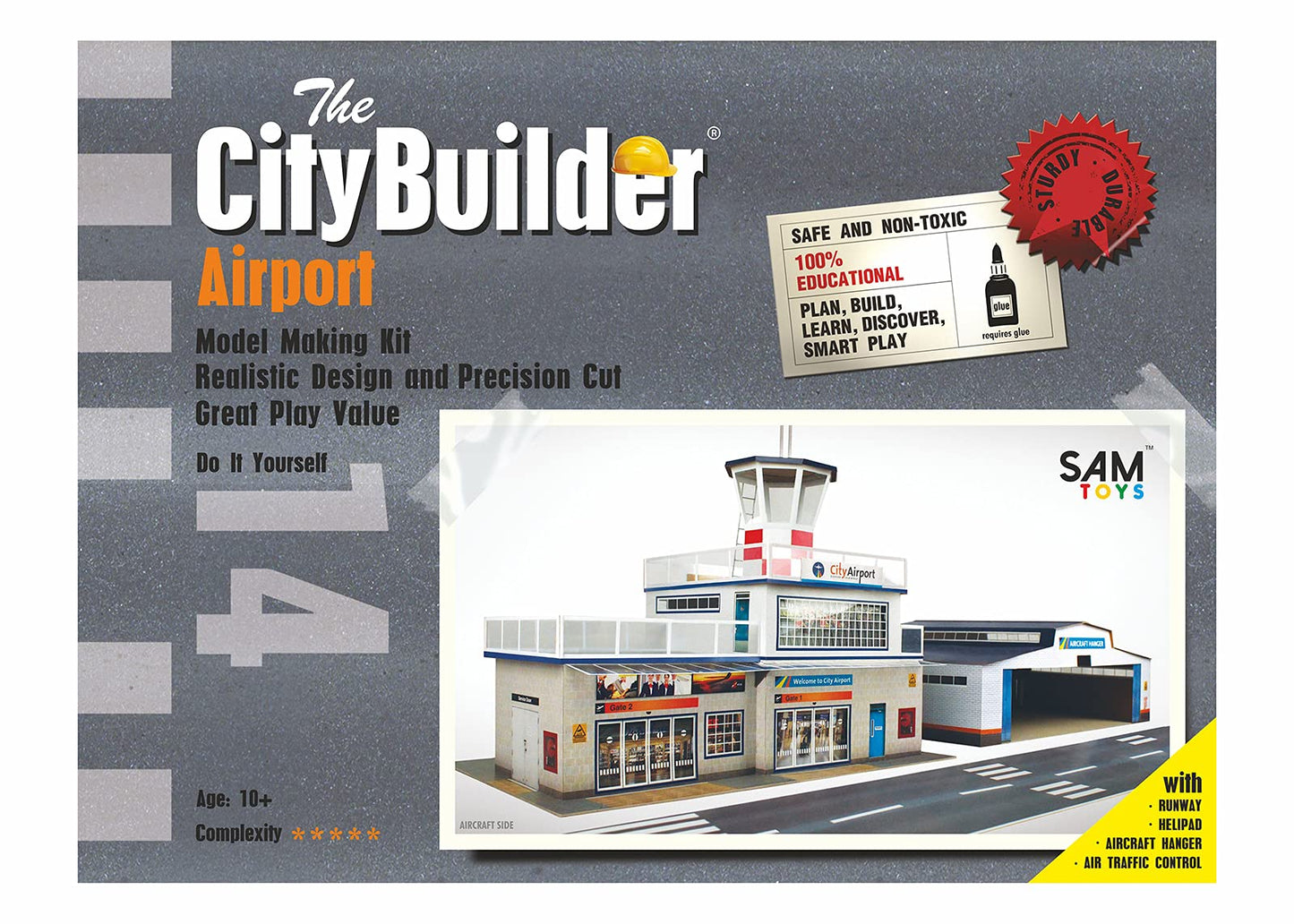 The CityBuilder Airport & Hanger Cardboard Model Making Kit - O Scale Model Railroad Building