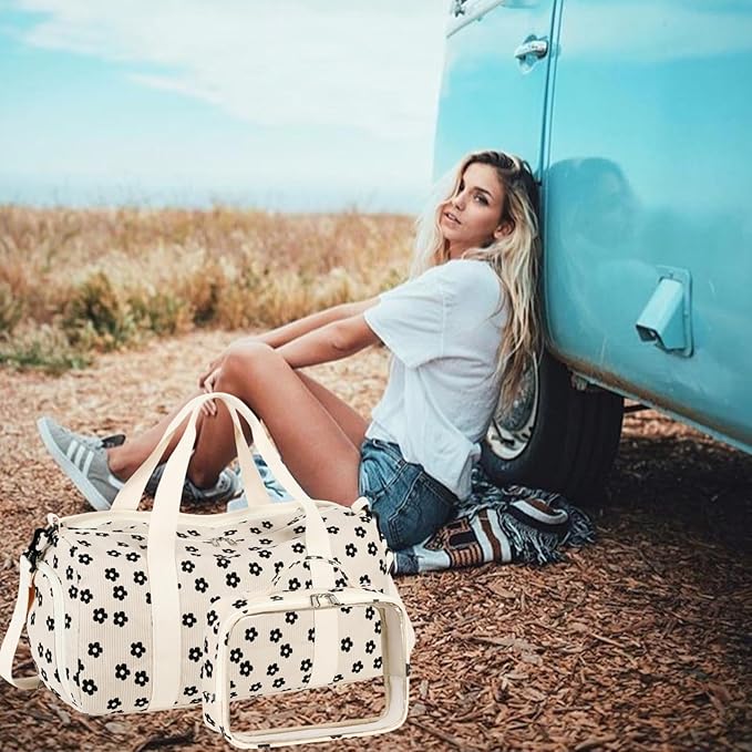 Duffle Bag for Gym Sports Women Girls Workout Travel Bag Weekender with Shoe Compartment and Wet Pocket