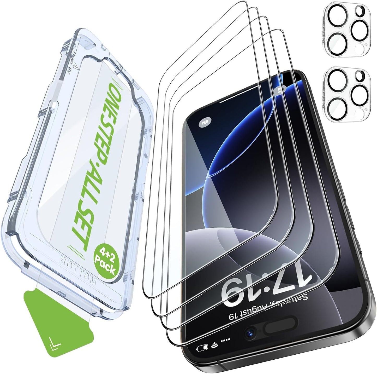 4 Pack 16 2-Pack Protector[99.99%HD Clear][9H Touch][Anti-fingerprint],4+2 iGluz for iPhone Pro Max Screen Protector