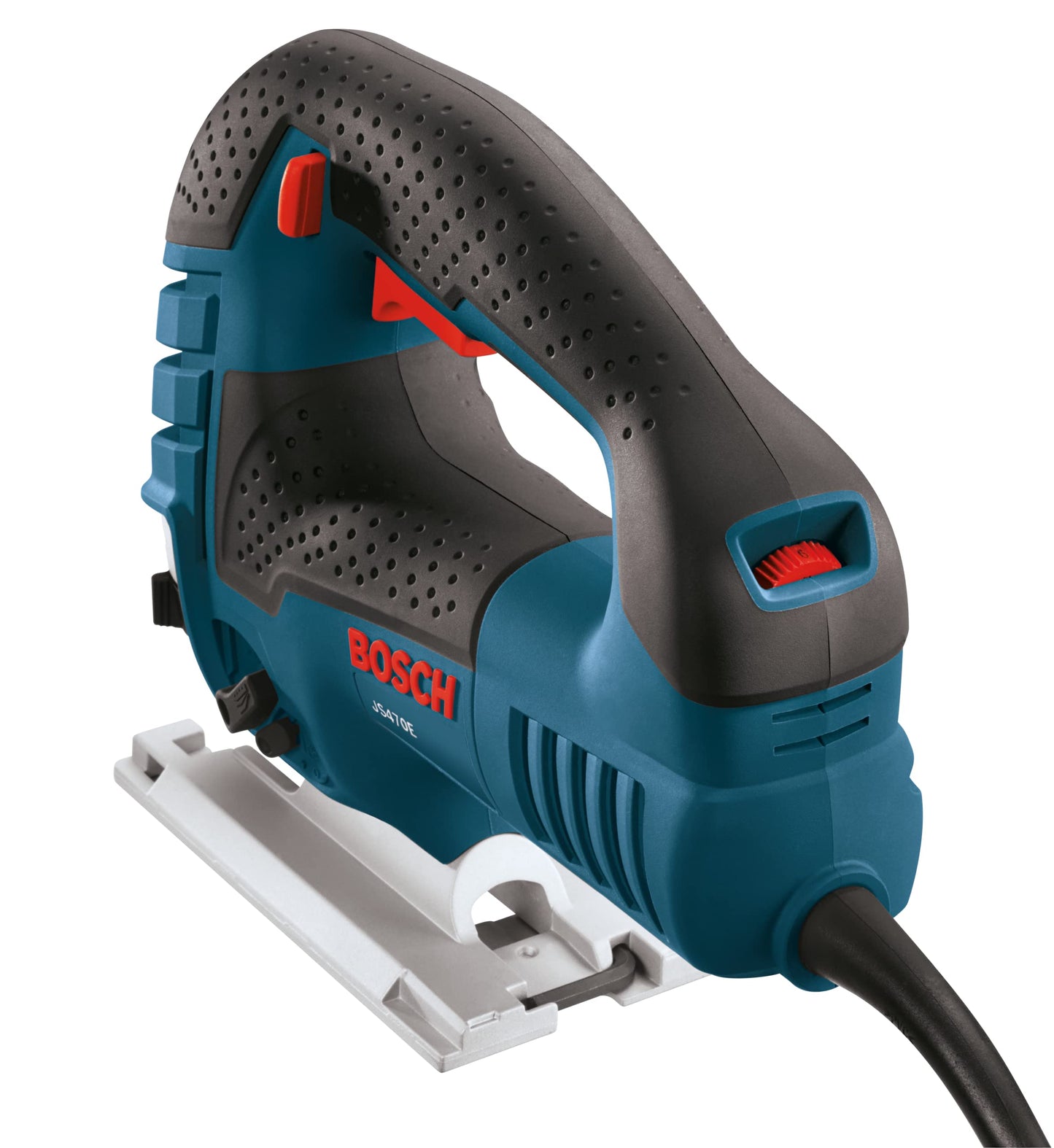 BOSCH Top-Handle Jig Saw 7.0 Amp, 3,100 SPM, 45 Degree Beveled Cuts, Variable-Speed Control, Ergonomic Design, Corded (JS470E)