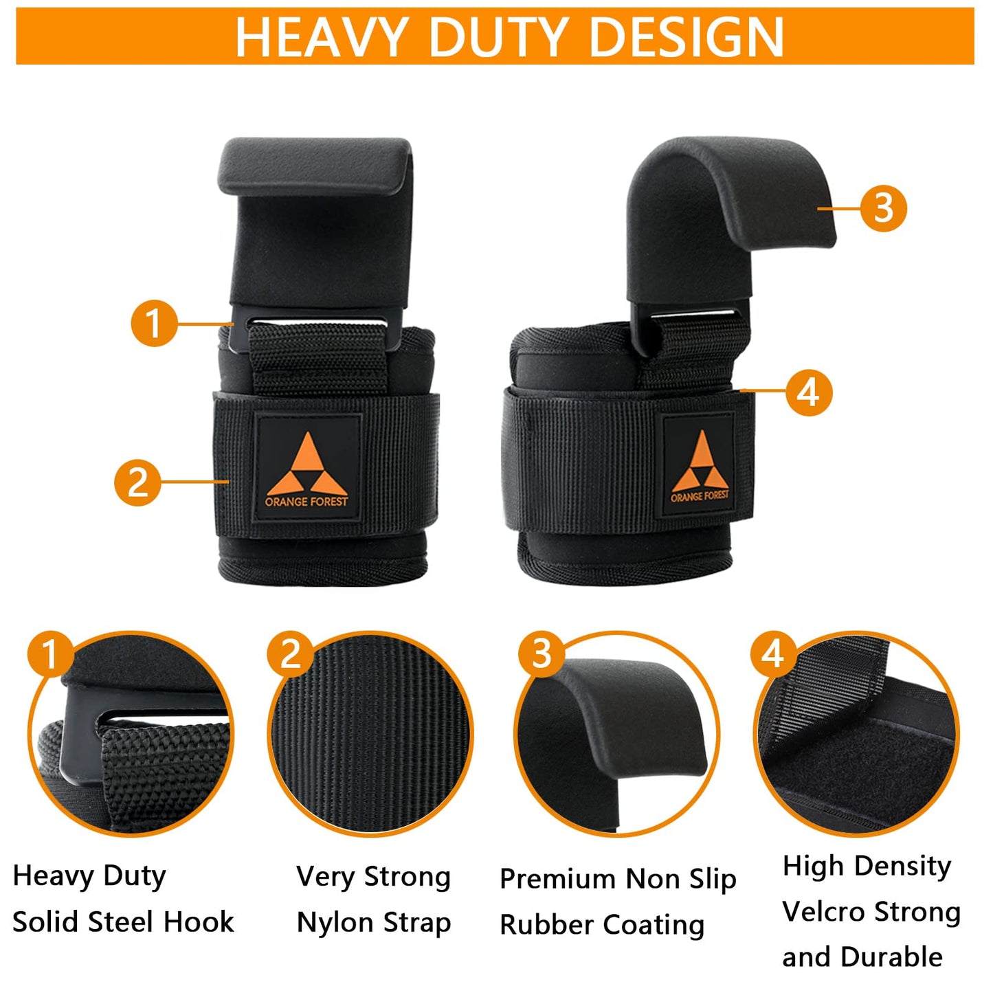 Weight Lifting Hooks (Pair), Heavy Duty Lifting Wrist Straps with 9cm Width Neoprene Padded, Hand Grip Support for Deadlift, Powerlifting and Pull Ups, Weightlifting Gym Gloves for Men and Women