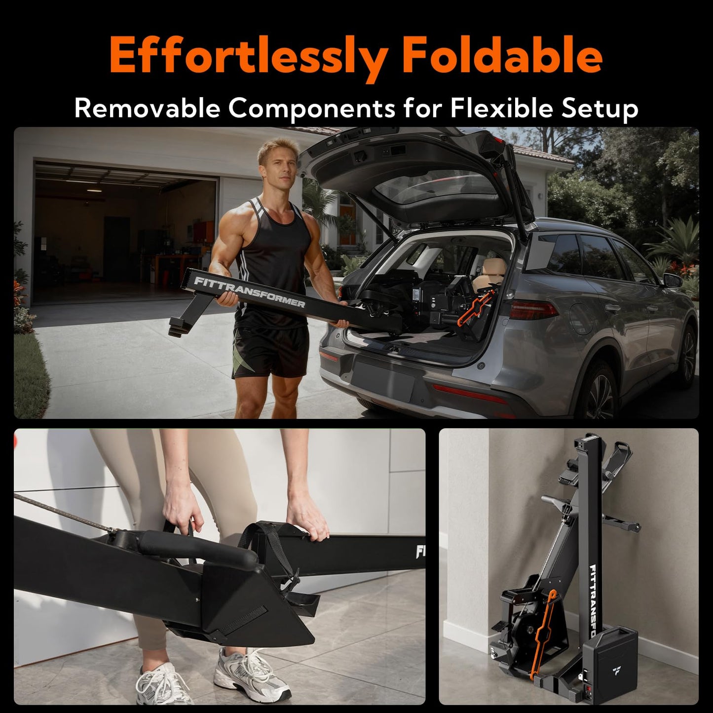 FITTRANSFORMER Sail Smart Home Gym, 3-in-1 Rowing Machine, Digital Weight System for Strength & Cardio Training, All-in-One Gym Equipment, Functional Rower Station