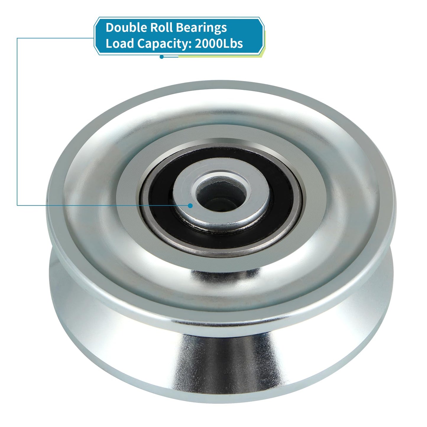 Skelang 3 in V-Groove Wheel, Slide Gate Wheel with Double Bearings, Rolling Gate Caster for Inverted V Track, 2000 Lbs Load Capacity, 2 Sets