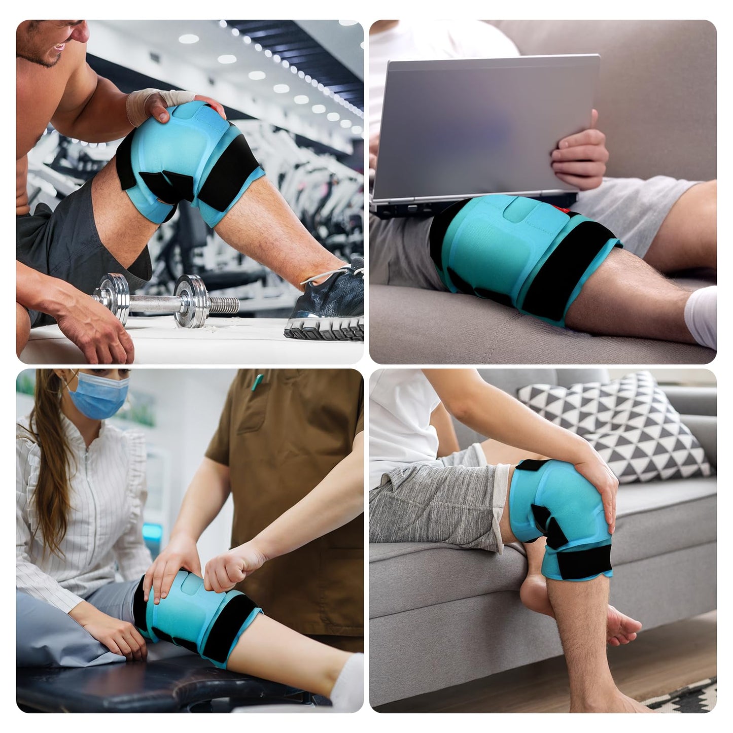 Comfytemp Large Knee Ice Pack Wrap Reusable Gel, FSA Eligible HSA, Knee Cold Compression Brace for Injuries, Pain Relief, Replacement Recovery, Arthritis, Surgery, Women Gift, Fathers Day Dad Men Gift