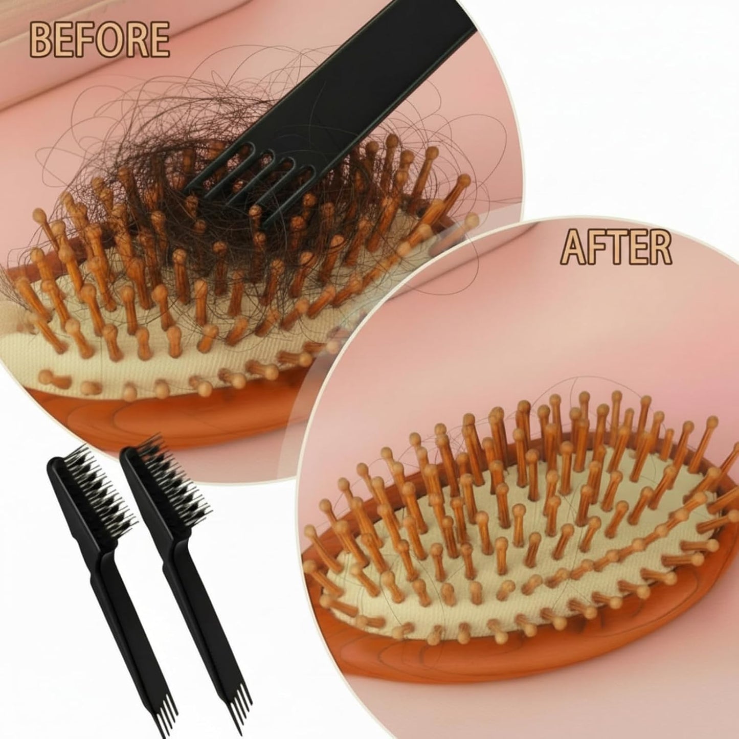 Yaomiao Hair Brush Cleaner Tool - 2-in-1 Dual Edge Brush & Comb Cleaning Kit for Home & Salon Use