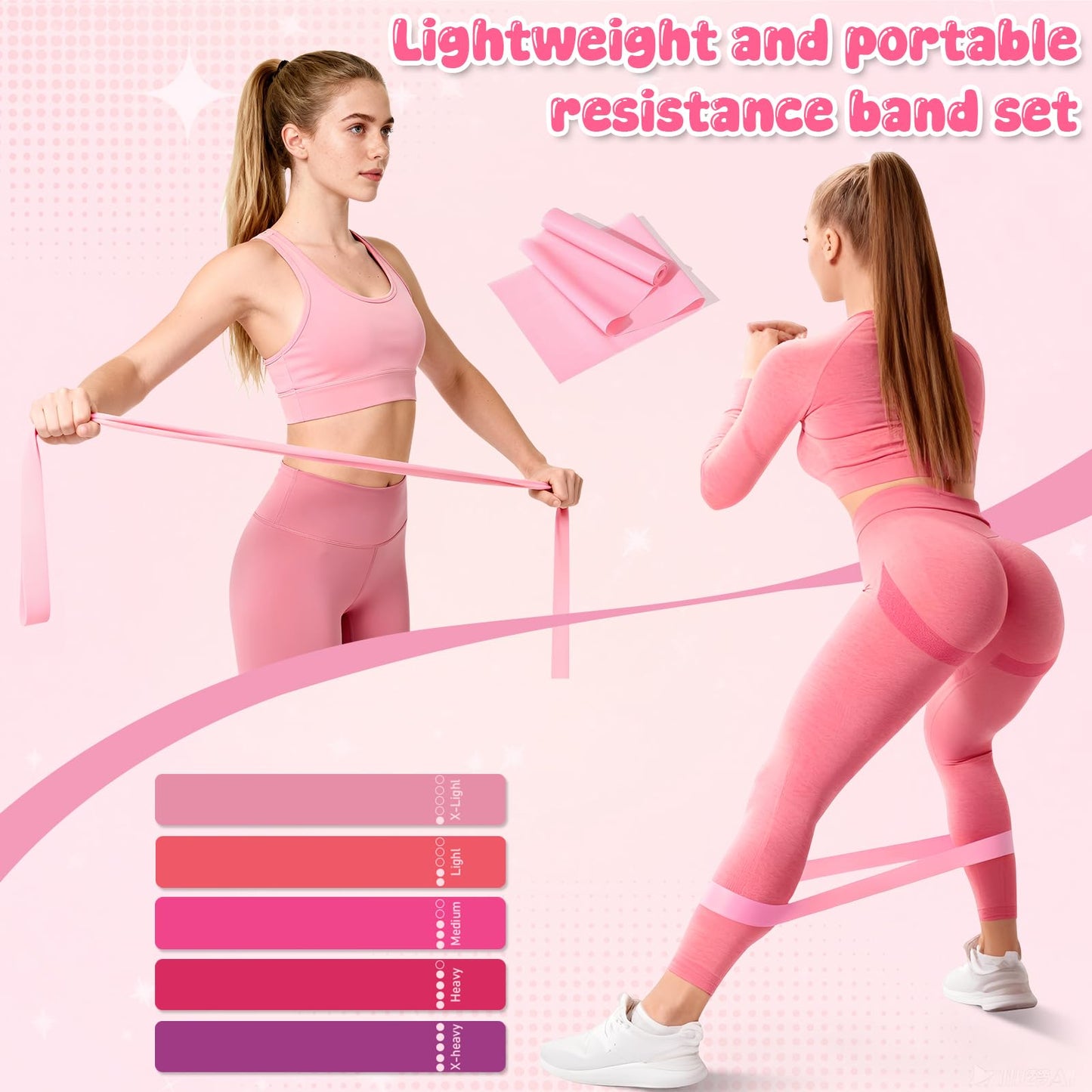 Pilates Equipment Kit for Home Workouts - 18pcs Set- 14'' Pilates Ring and Ball Set for Women, Pilates/Yoga Accessories Kit with Wrist Weights, Resistance Bands, Core Sliders, Yoga Strap (pink)