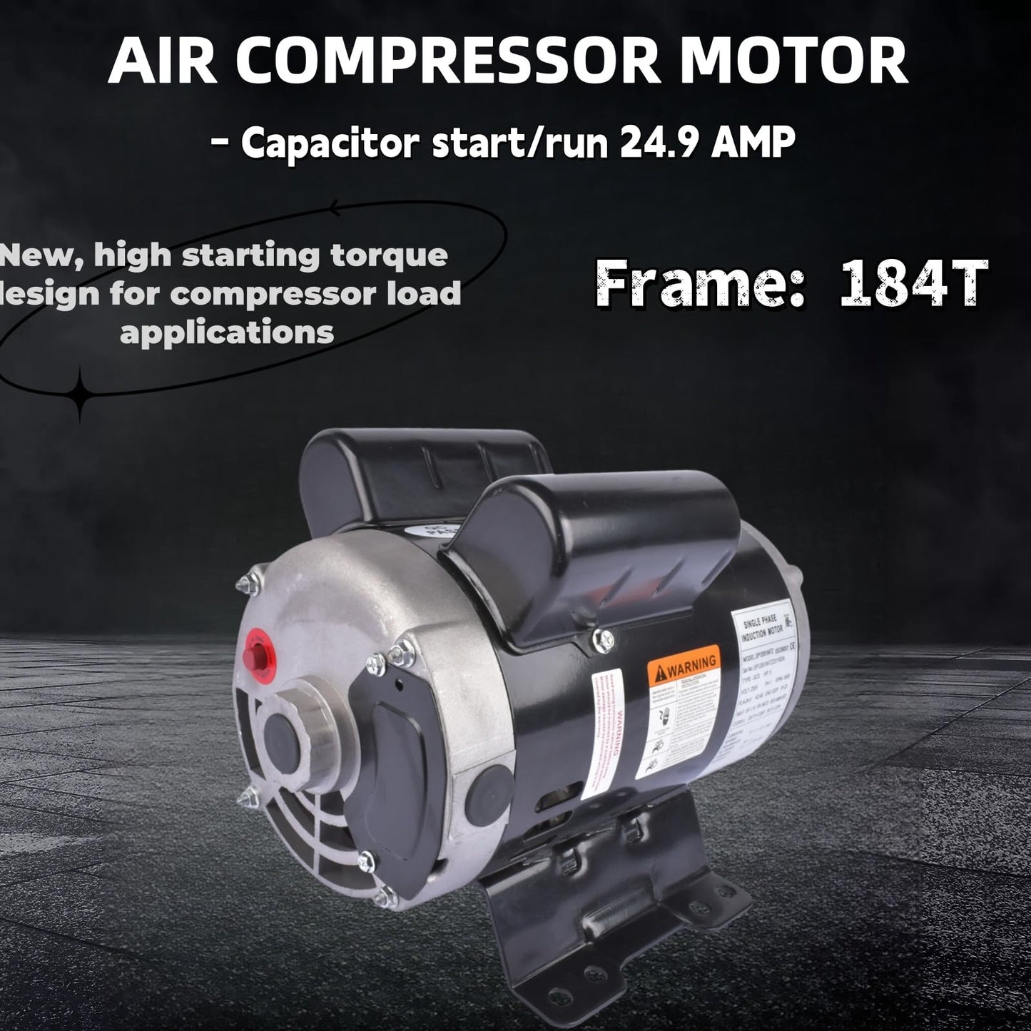 54421193 5HP Air Compressor Motor Replacement for Ingersoll Rand, Single Phase, 184T Frame, Open Drip Proof Enclosure, 5Hp Output, 3450RPM, 60Hz, 208-230V, 23378805 Mixizap