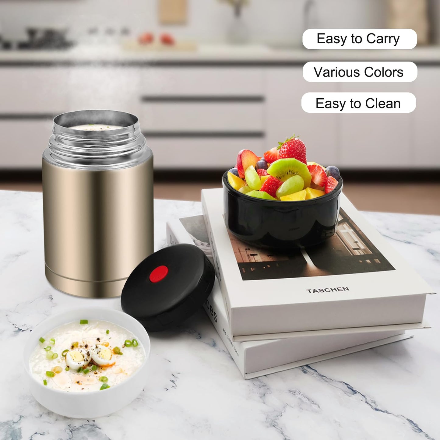 Zalaxt 28oz Soup Thermos, Stainless Steel Thermos for Hot Food, Wide Mouth Food Thermos Jar, Insulated Lunch Container Leak Proof Vacuum Thermal Flask(gold)