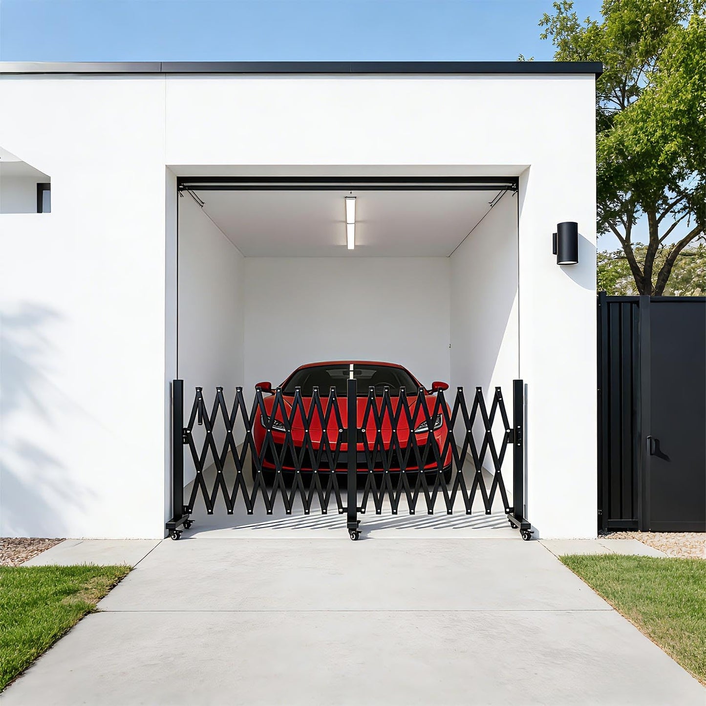 Expandable Fence, 17FT Expandable Barricade, Portable Folding Barricade Gate with Locking Casters, Adjustable Mobile Barricade Metal Traffic Fence for Garden Patio Garages