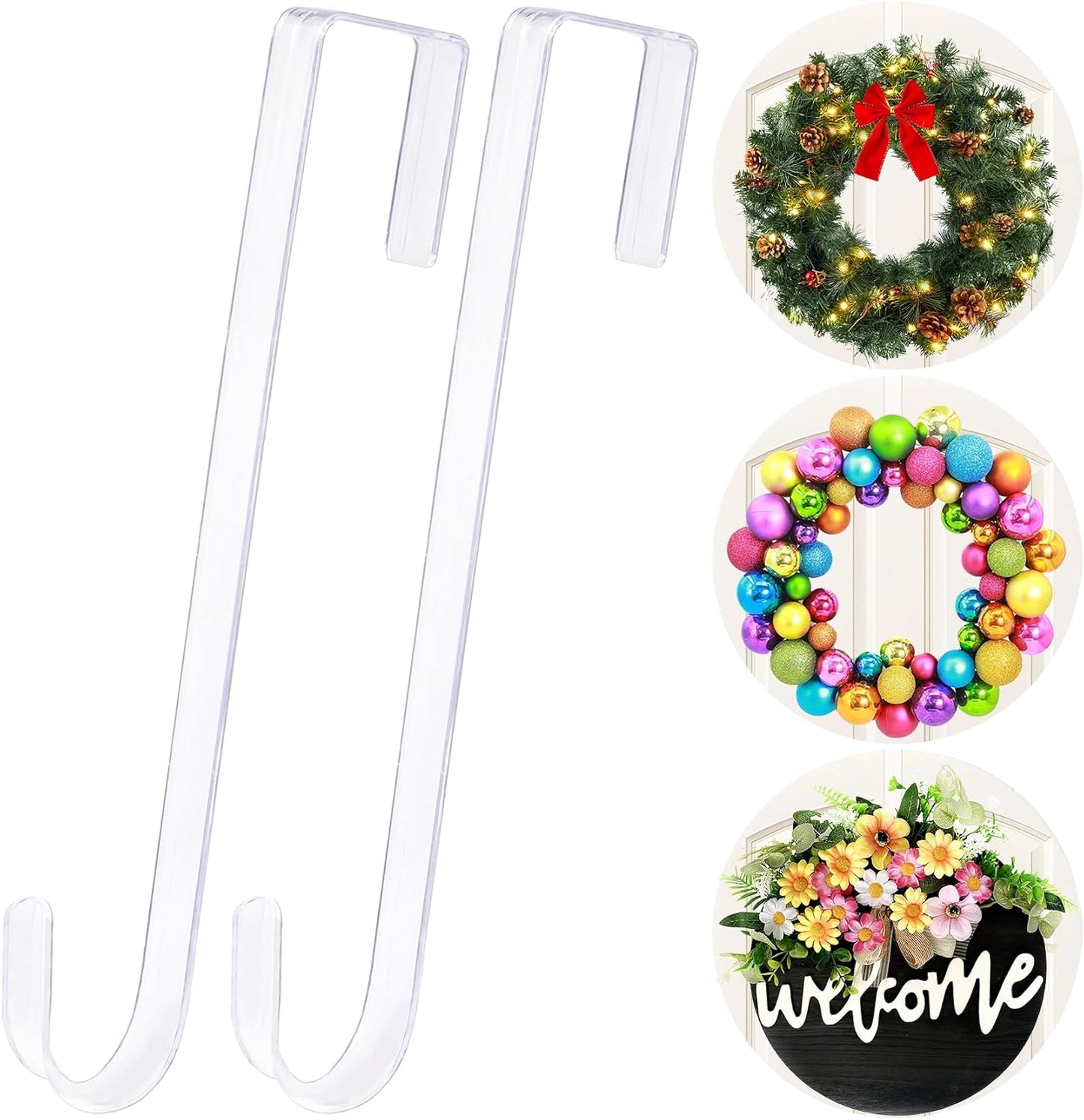 Skiennix Wreath Hangers - 2 Pack Over The Door Hooks for Easter, Christmas & Halloween Decor