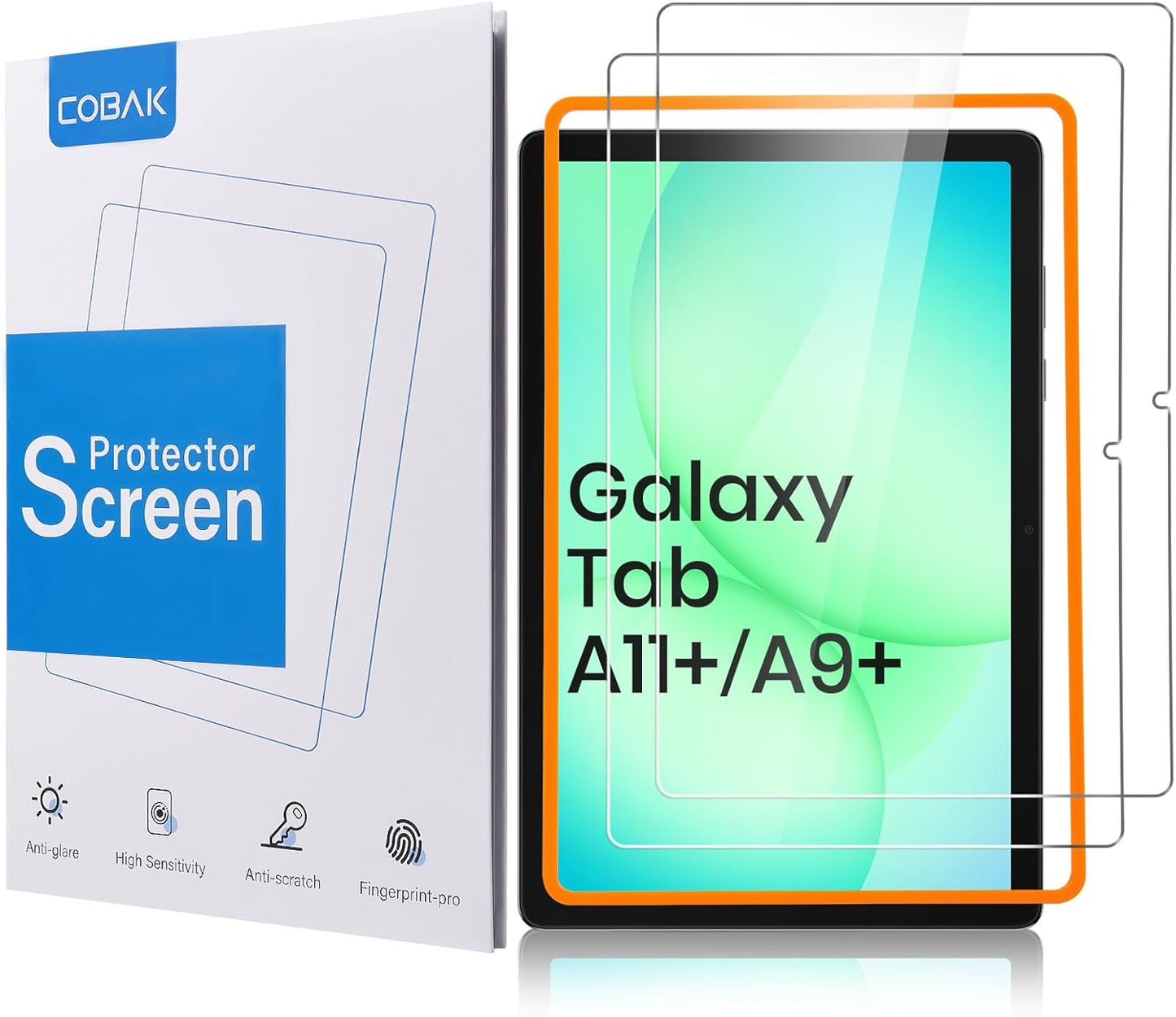 2-Pack A11 (A11+) 2025 A9 (A9+) 2023 11-inch, 9H CoBak Tempered Glass Screen Protector for Samsung Galaxy Tab Plus /