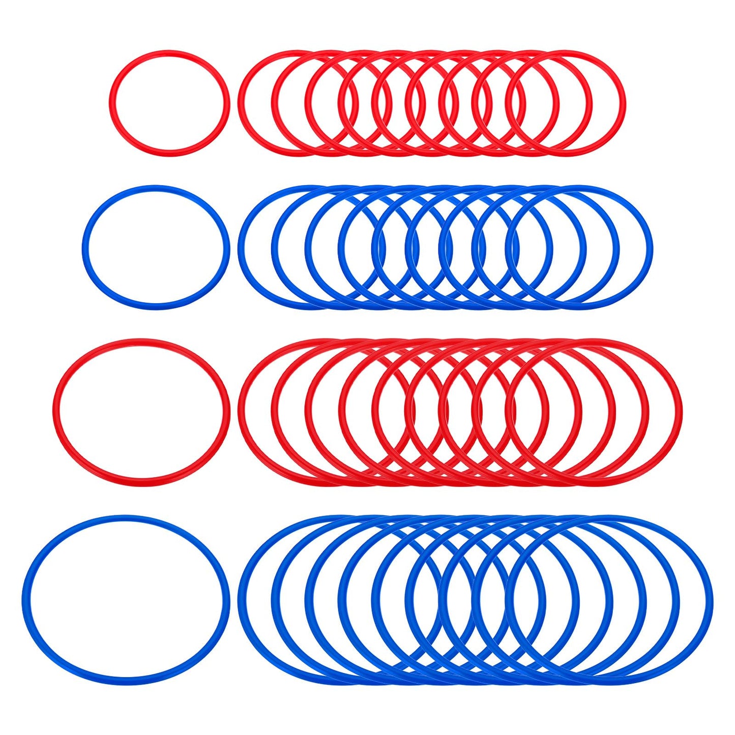 PATIKIL Plastic Toss Ring 4 Sizes, 40 Pack Sports Rings Toss Game Speed and Agility Practice Rings for Carnival Outdoor Games Supplies Bean Bags Throwing, Red/Blue