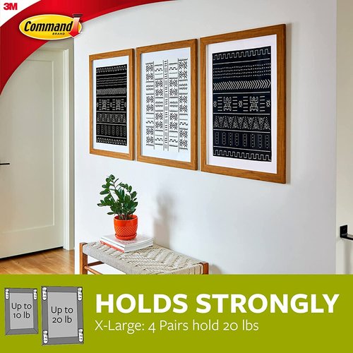 Command 20 lb XL Heavyweight Picture Hanging Strips - Damage-Free Hangers for Easy Wall Decor | 10 Pairs, Black