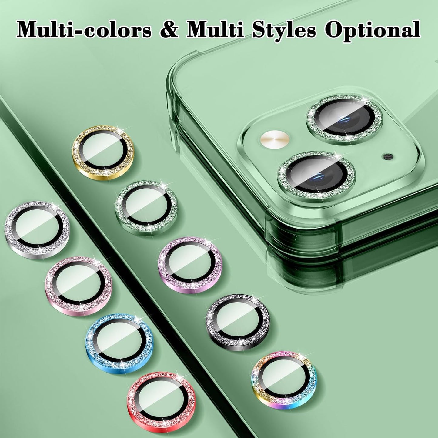 11, 9H Kucheed Bling Camera Lens Protector Compatible for iPhone Glitter Tempered Glass Camera Cover Film Stickers