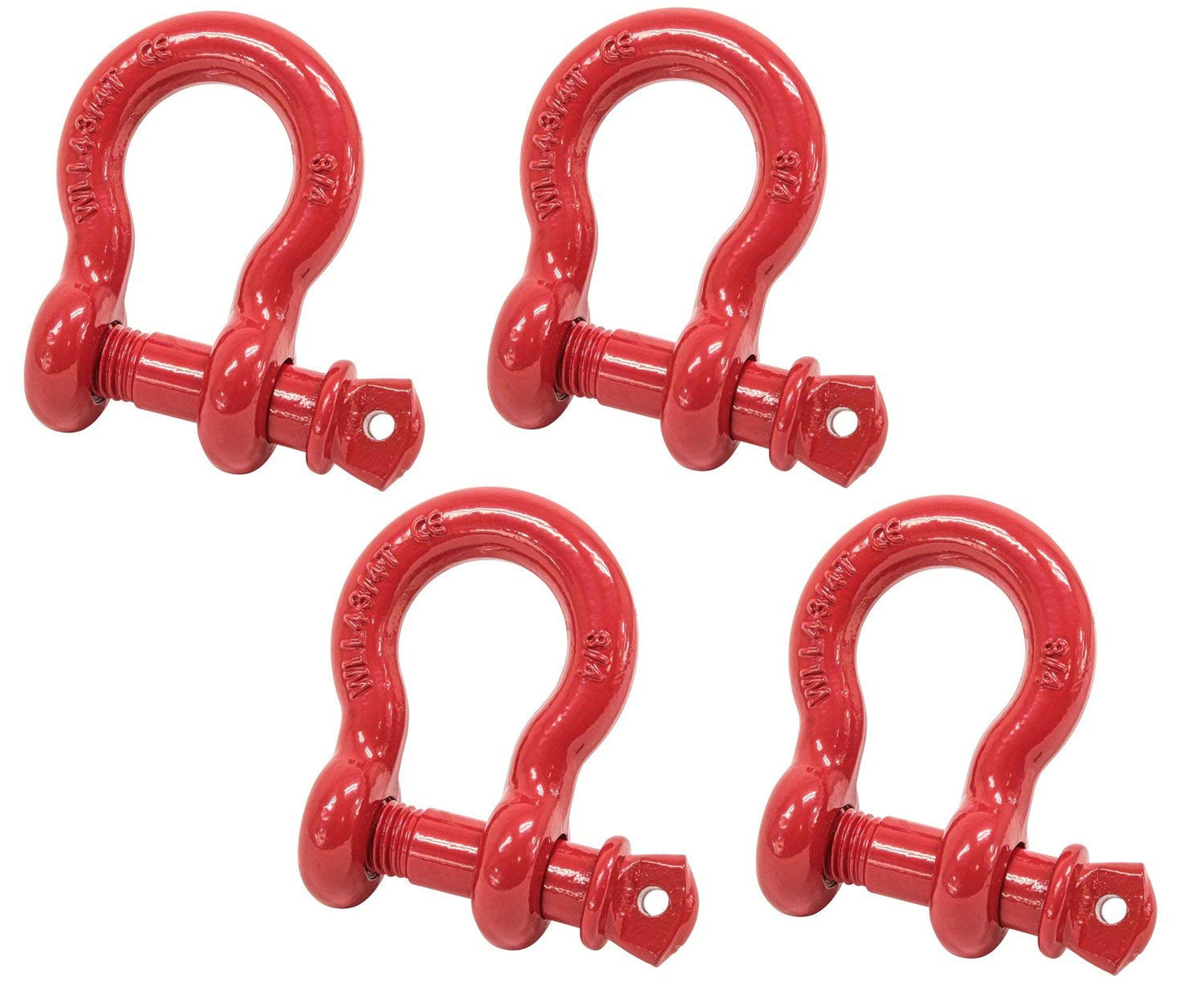 Mytee Products 3/4" Anchor Shackle Forged Carbon Steel w/Alloy Screw Pin WLL # 4.75 Tons (9,500 lbs) | Double Rust Protection Heavy Duty D Ring Shackle for Towing, Rigging & Vehicle Recovery (4 Pack)