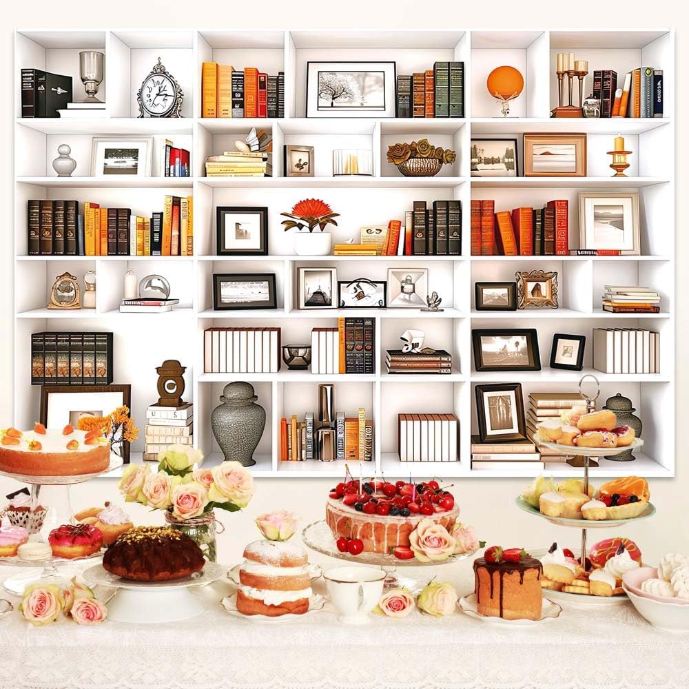 Etsyoki 5X3FT White Office Modern Bookcase Photography Zoom Backdrops for Home Office Decoration