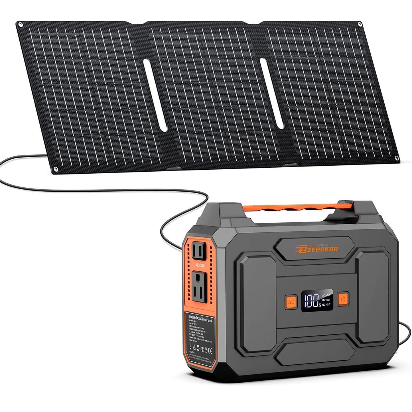 Portable Power Station with Foldable Solar Panel 30W Included, 110V 100W AC Outlet Portable Solar Power Pack Generator with Panels, Camping Solar Power Bank for Laptop Smart Device RV Outdoor Backup