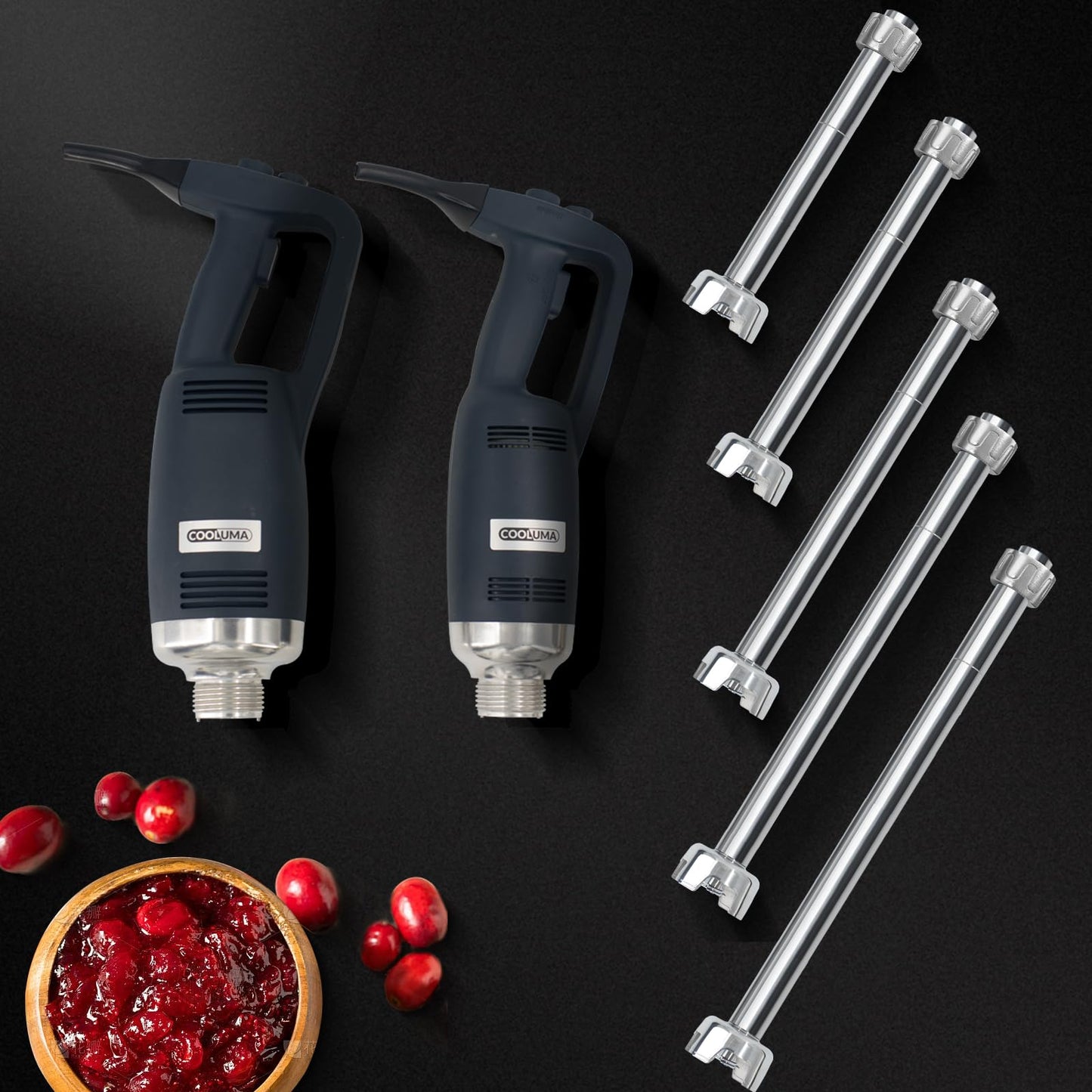 COOLUMA Immersion Blender Commercial, 14 Inch Removable Shaft, Heavy Durt 750 Watt, Variable Speed Motor, Professional Restaurant Grade Hand Mixer, Food-Grade Detachable 304 Blade & Shaft