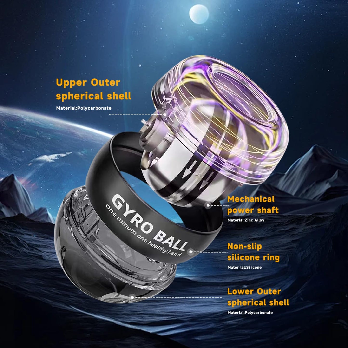 Hand Grip Strengthener Ball Wrist Ball gyro ball Exerciser Auto-Start Wrist Balls Hand Exerciser Devices with LED Lights for Strengthening Arms hand strengthening devices powerball gyro exerciser