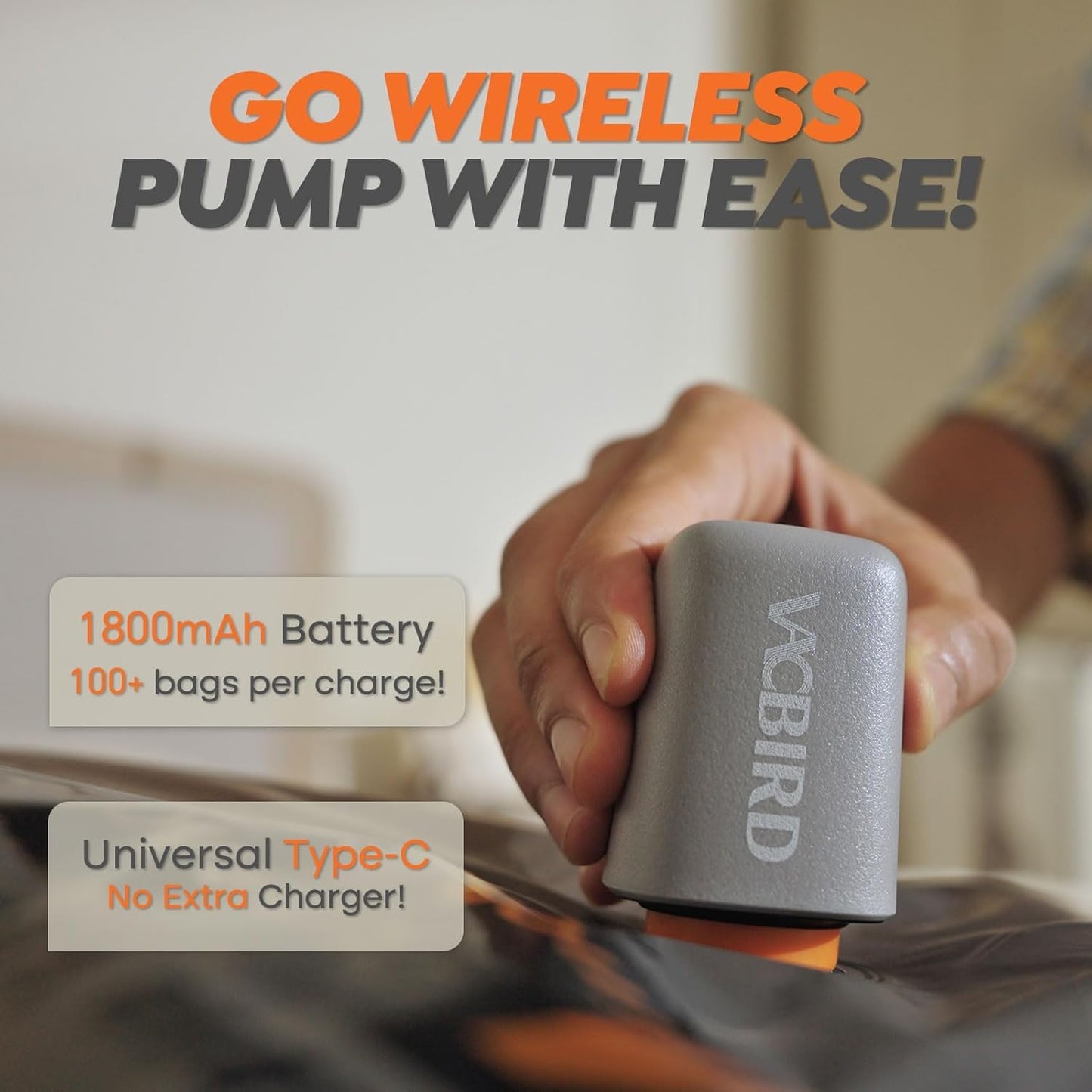 Rechargeable Wireless Pump | 15-Pack Small Vacuum Storage Bags - Space-Saving Compression for Travel & Home