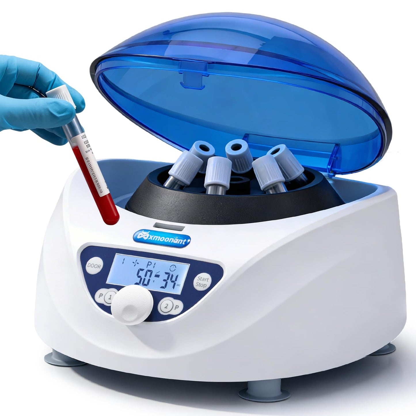Mxmoonant Centrifuge Machine, Lab PRP Benchtop Centrifuges 300-5000RPM Electric Centrifuga with LCD Display, 6x15mL Rotor for 15/10/7/5/2/1.5mL Tubes