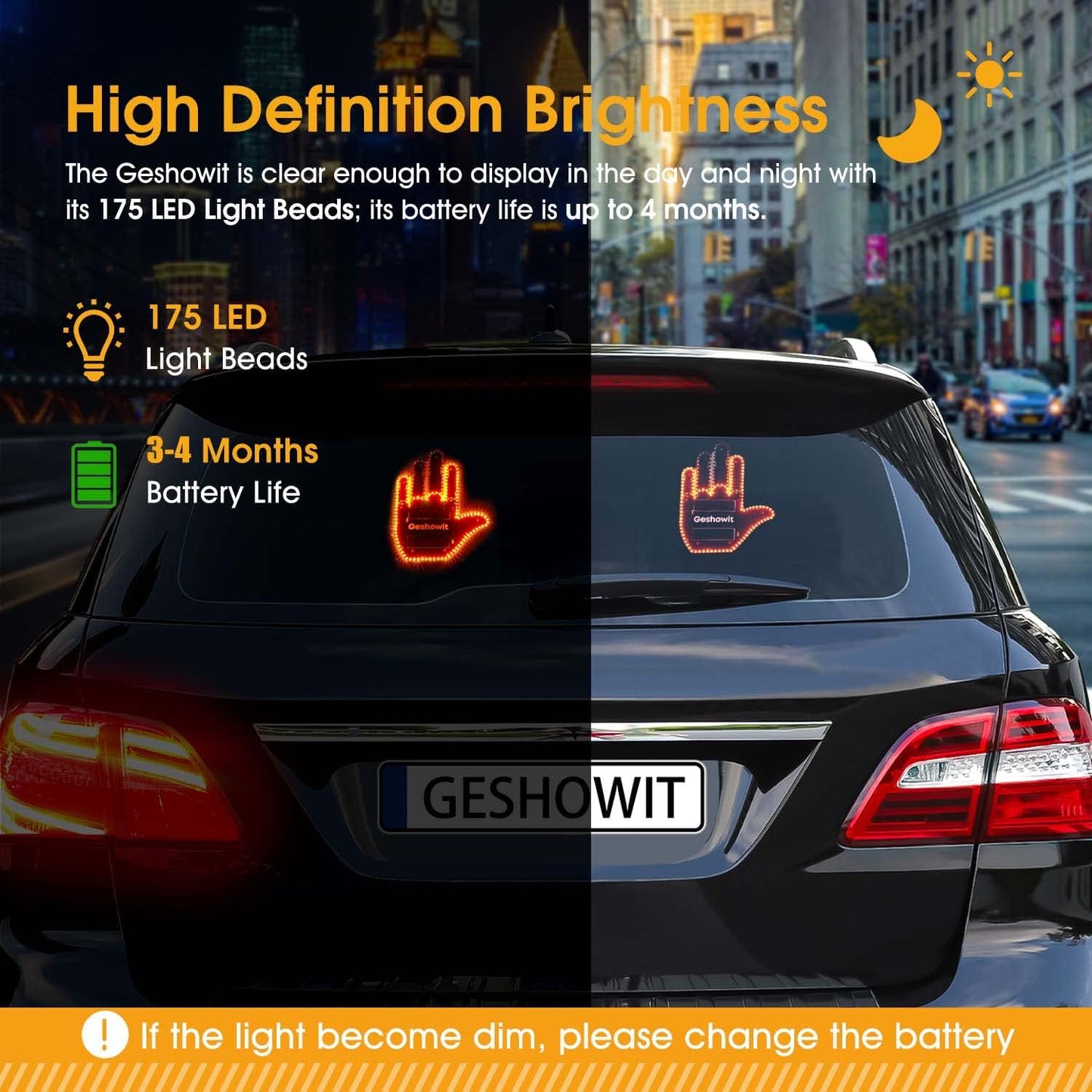 Car Accessories for Men, Car Finger Light with Remote - Give The Bird & Wave & Love to Drivers - Truck Accessories