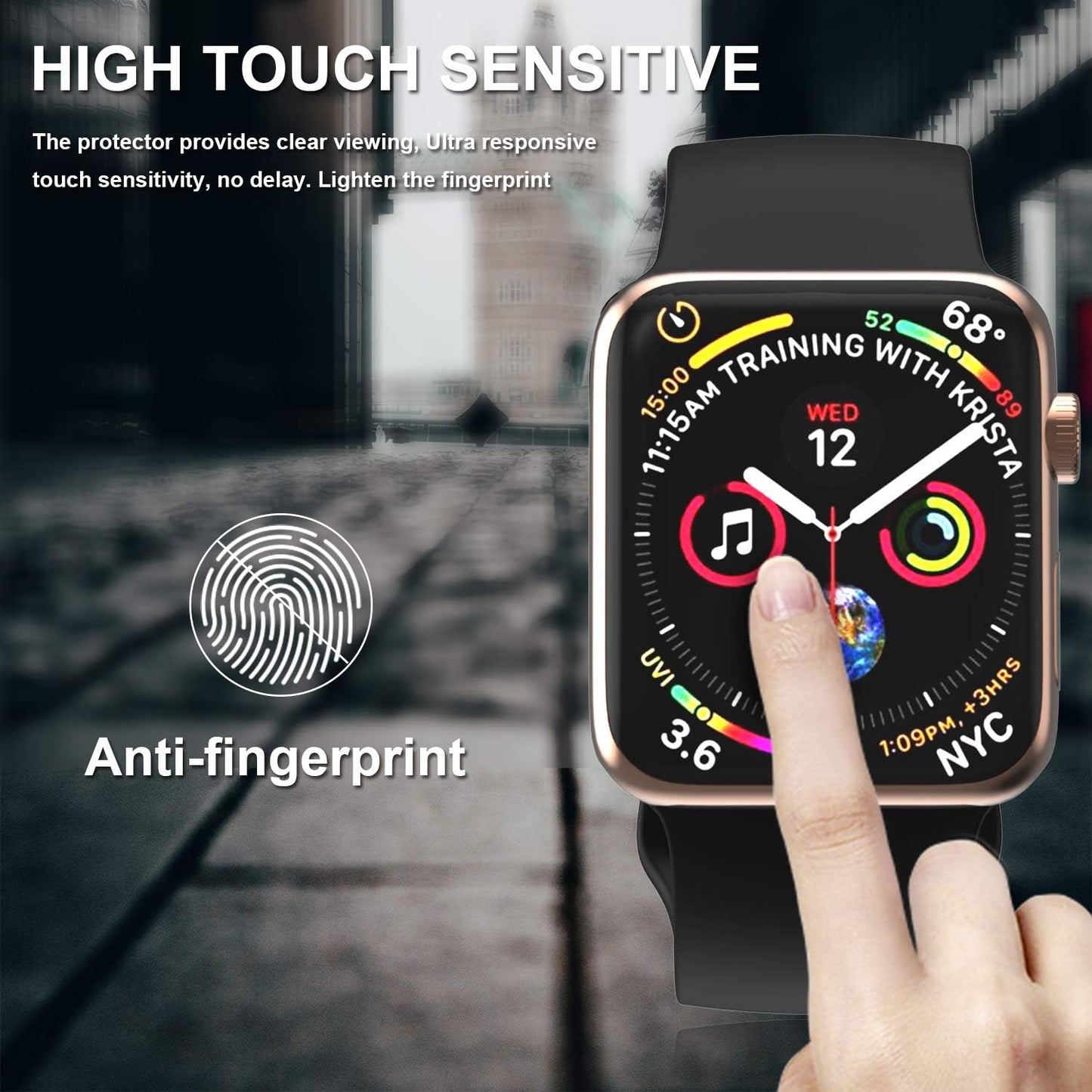 [2 Pack 44mm 3/SE 2/ 6//5/4, 3D 44mm Tempered Glass Screen Protector for Apple Watch SE Series Full Coverage [Easy