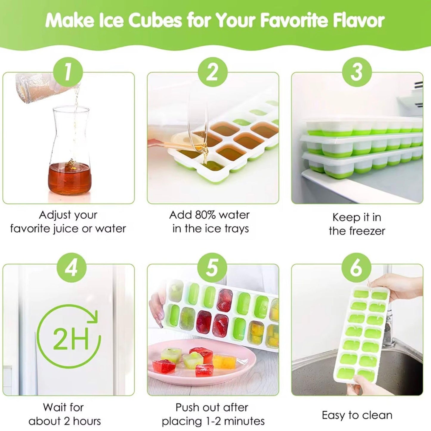 Ice Cube Trays with Lid and Bin, 4 Pack Silicone Ice Cube Tray for Freezer, Stackable Ice Storage Container with Scoop, for Drinks, Coffee, Cocktail