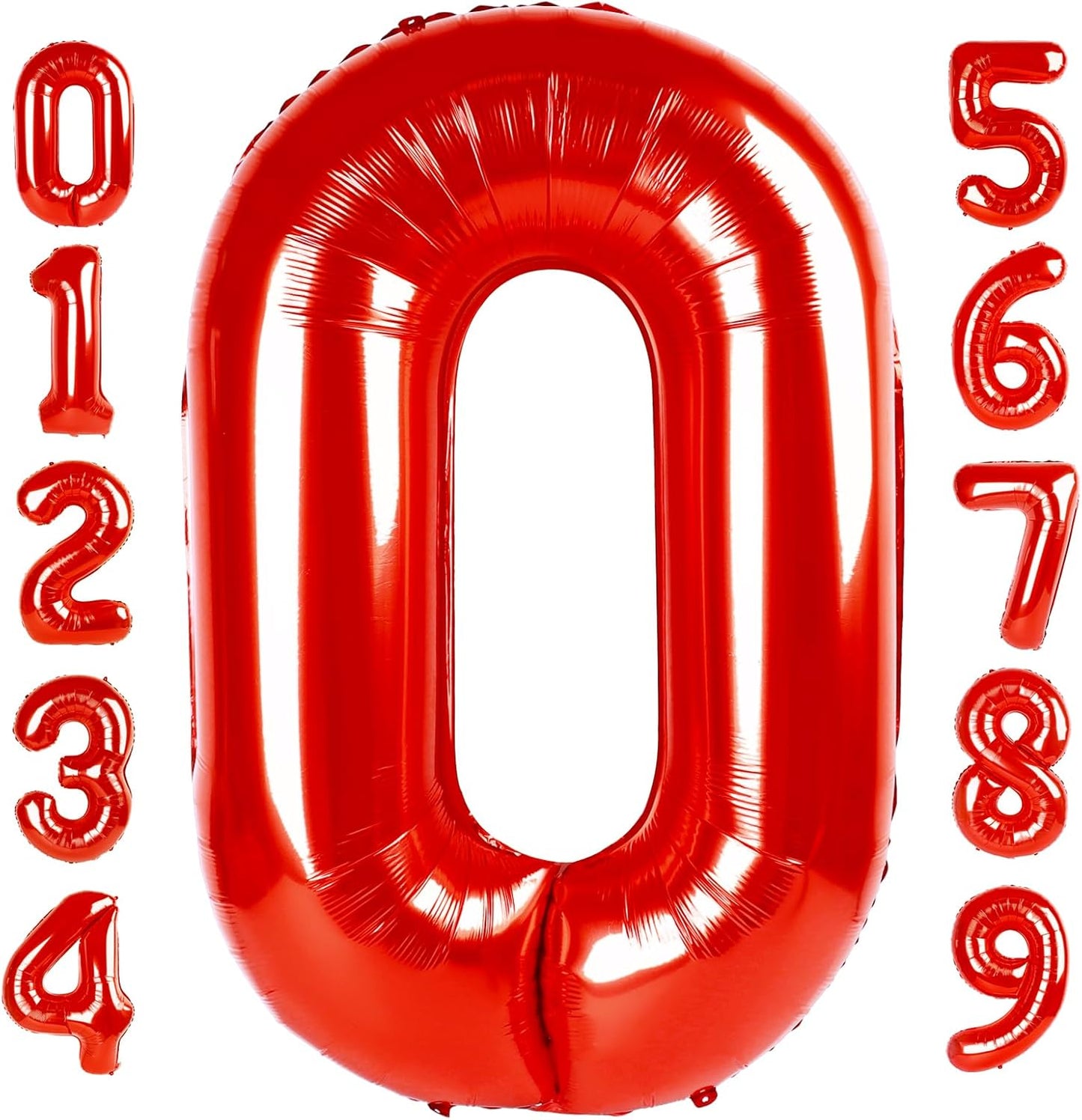 Number 0 Balloons - 40 Inch Red Number Balloons for Birthday, Wedding, Baby Shower Decorations