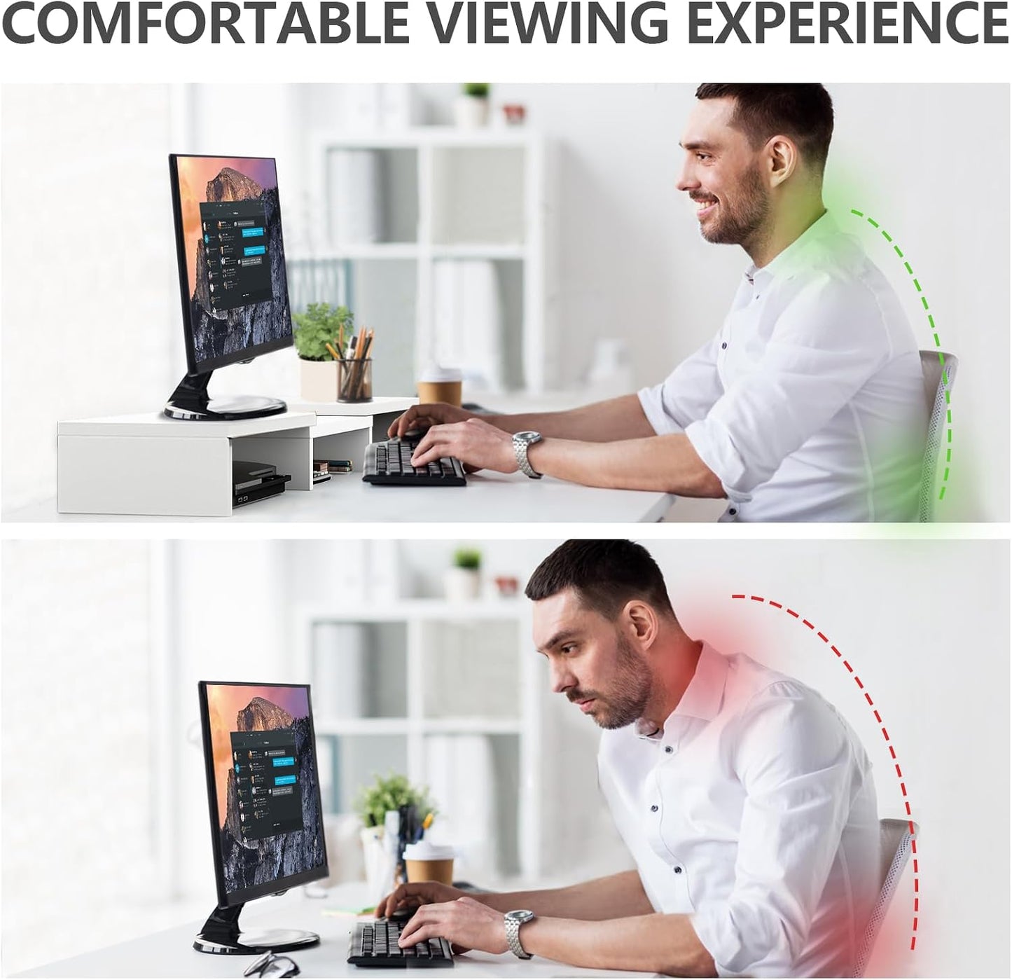 2 43.3" TAVR Furniture Dual Monitor Stand Riser, Computer Monitor Stands for Monitors, Extra Long Multifunctional