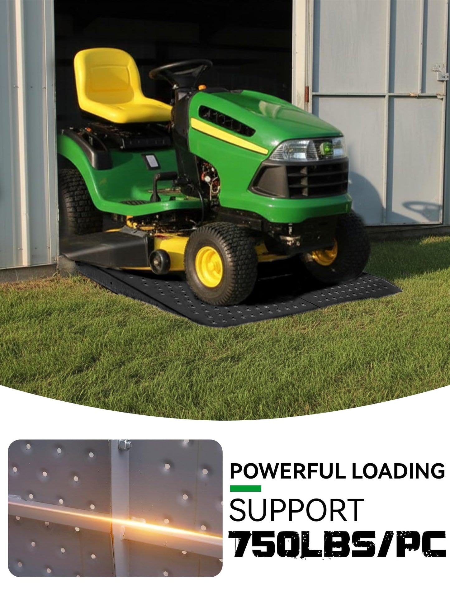 Shed Ramp for Riding Mower - 29" x 48" Heavy-Duty Shed Ramps Kit for Snow Blower, 1500LBs Anti-Slip Metal Loading Ramps for Shed for UTV, Motorcycles, Lawnmower, Garages & Barns, 2PC, Black