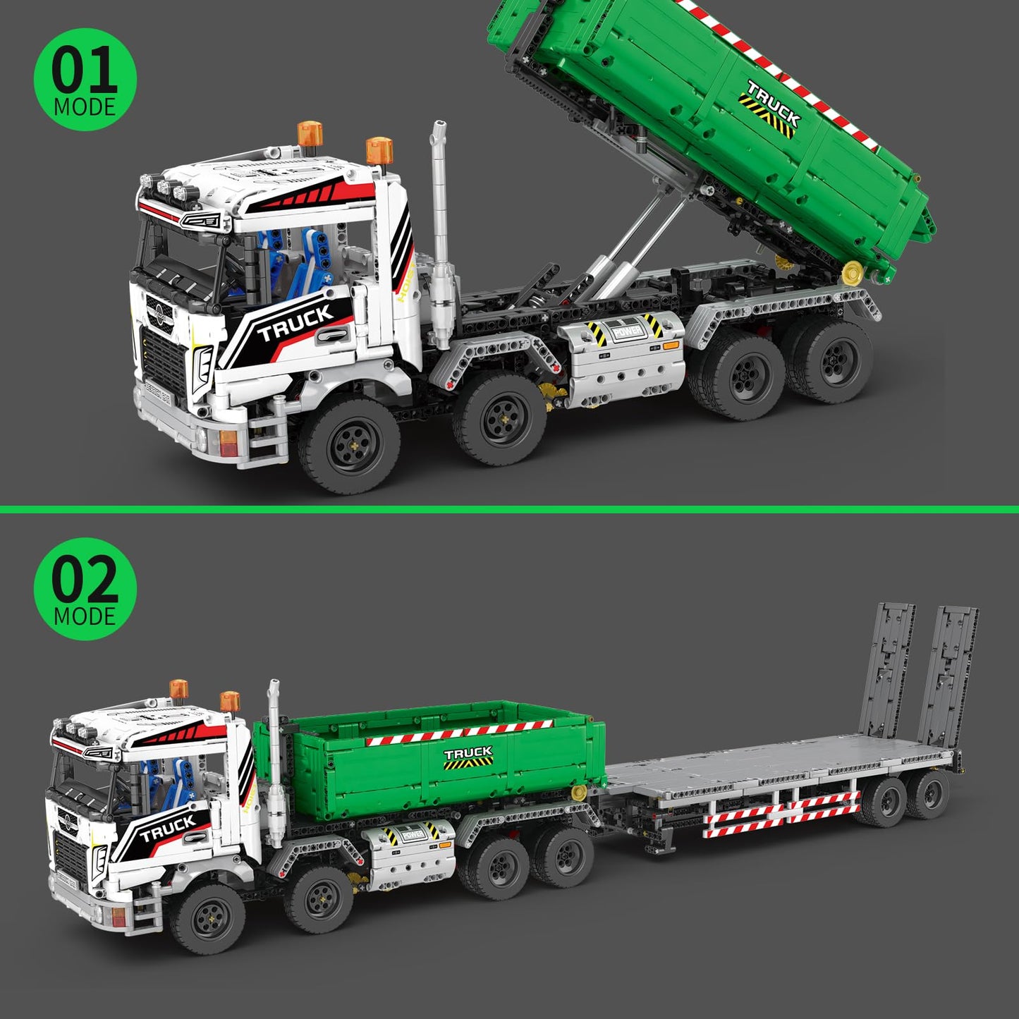 Reobrix 4 in 1 City Construction Building Toys, RC Truck Vehicles Set Toys for Adults and Boys, APP & Remote Control Transport Truck Building Toys, DIY Educational Gift for Boys 14+ (2852 PCS)