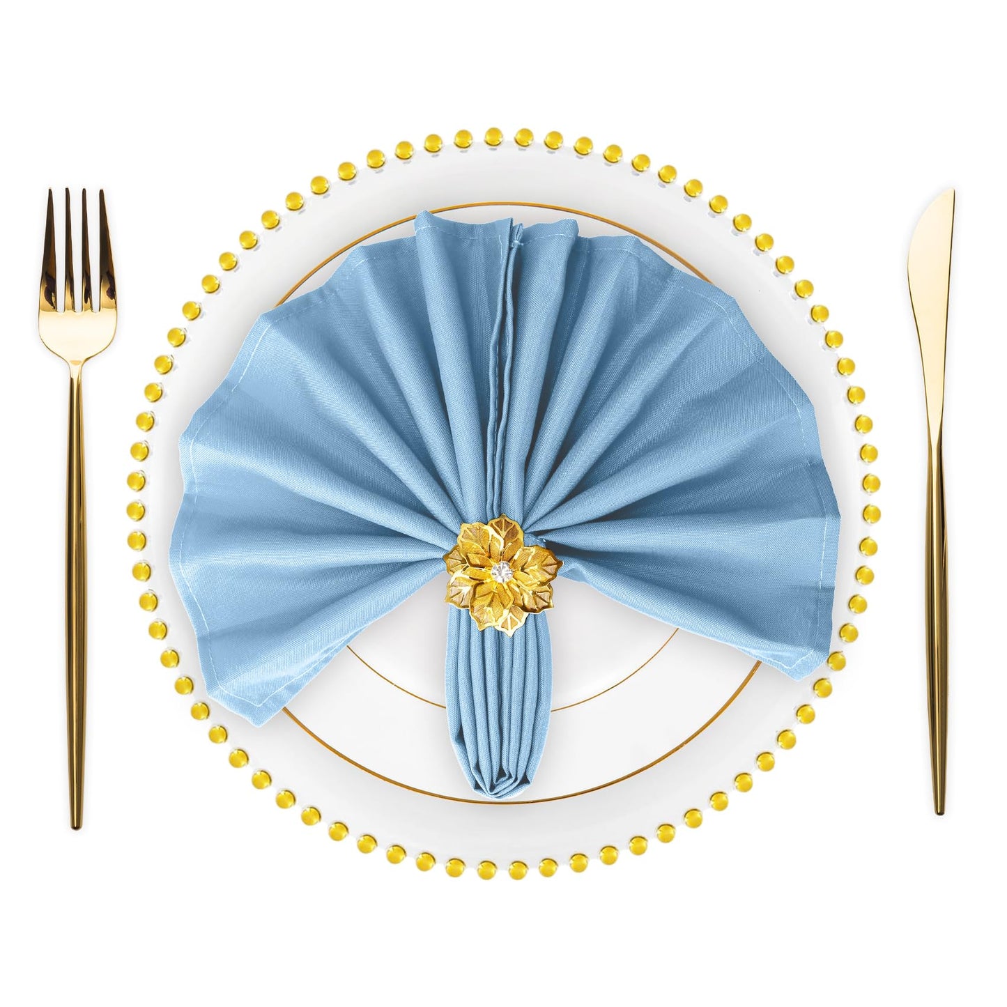 SuperO Set of 120 Cloth Napkins 17 x 17 Inch, Polyester Solid Washable Dinner Napkins with Hemmed Edges,Great for Restaurant, Wedding and Party(Blue Mist)