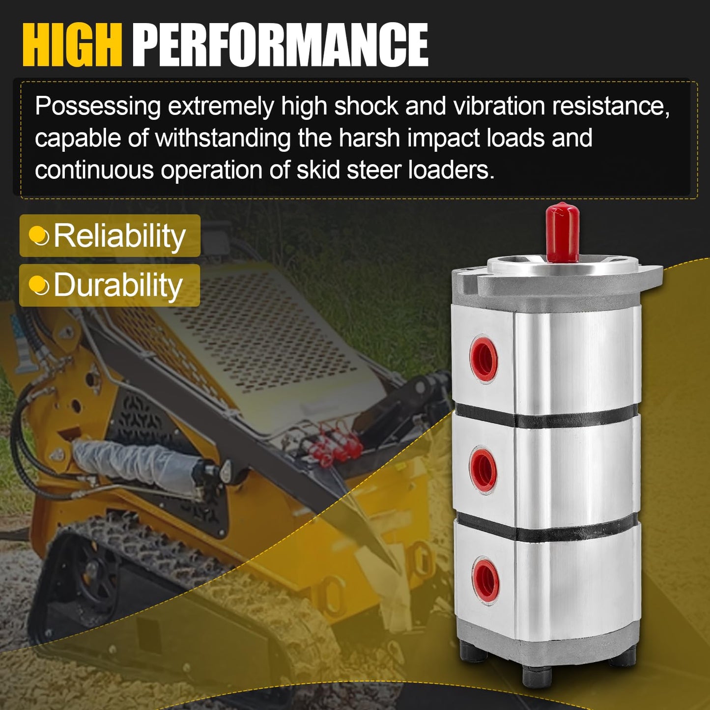 PGP510888G3LP Triple Hydraulic Pump, Fast Response Hydraulic Gear Pump for Skid Steer Loader