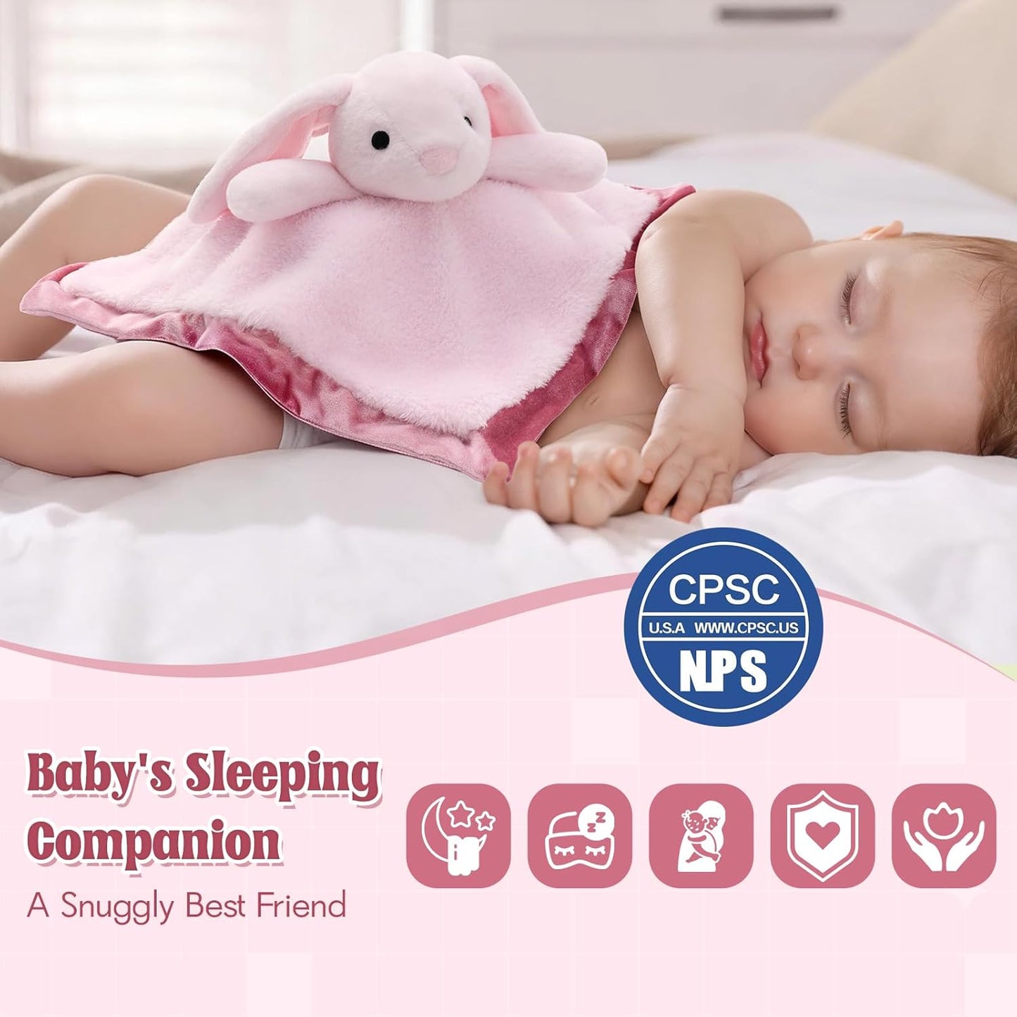 Skiennix Bunny Lovey Security Blanket - Soft 14" Snuggle Toy for Newborns | Perfect Gift for Boys & Girls