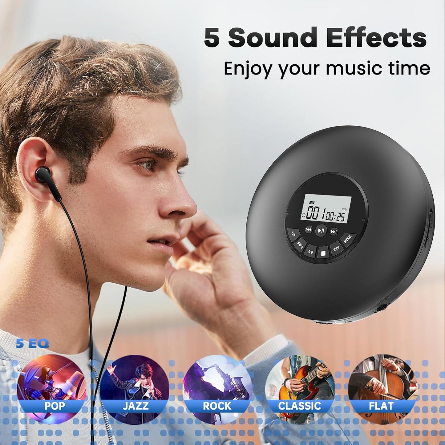 Arafuna Discman Programmable Portable CD Player-Compact CD Player-Personal Music Player with CD-R & CD-RW Playback