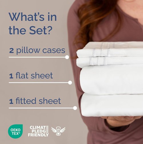 Full XL Bed Sheet Set by Hotel Luxury | 4-Piece Soft, Breathable & Cooling Bedding - Deep Pockets, Fade & Wrinkle Free - White