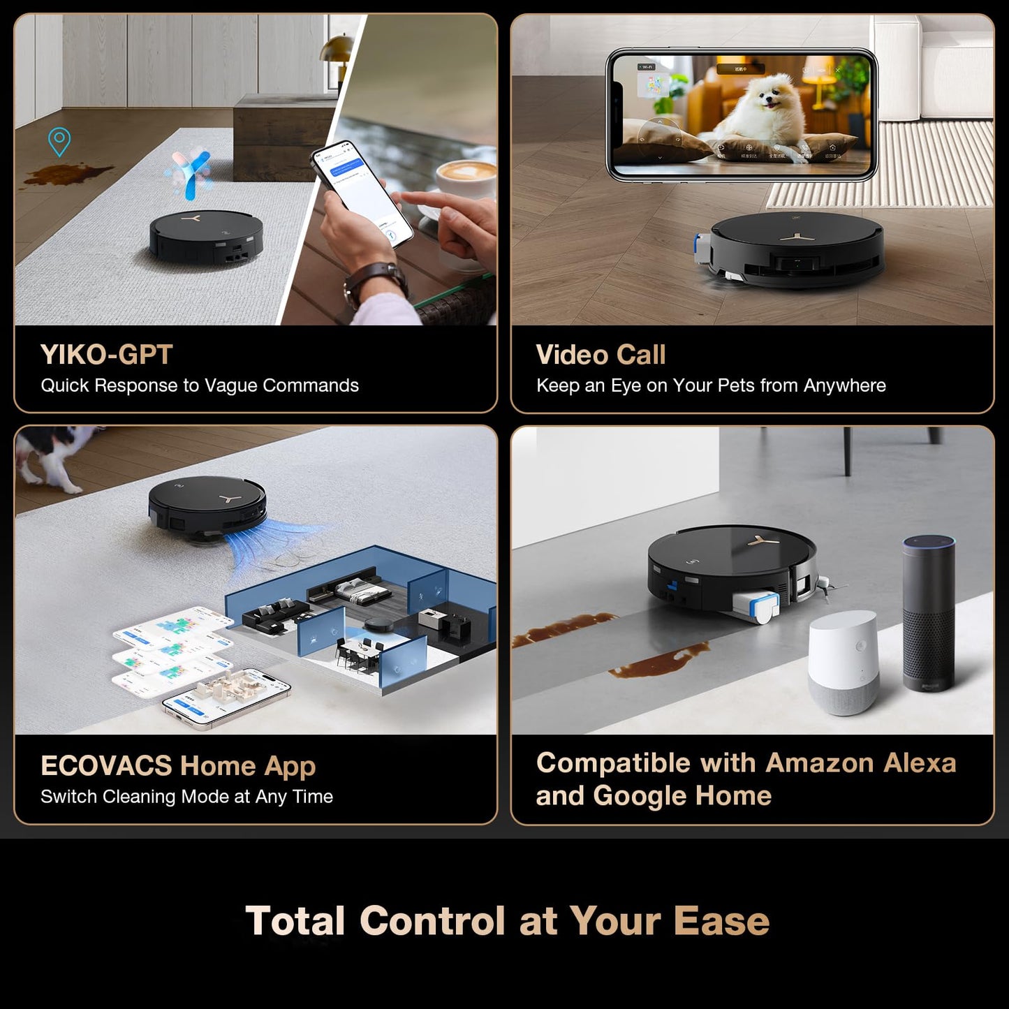 ECOVACS DEEBOT X8 PRO OMNI Robot Vacuum and Mop, 18000Pa, OZMO ROLLER Instant Self-Washing Mopping, 167℉ Hot Water Mop Washing, Auto Cleaning Solution Adding, Hot Air-Drying, Self-Emptying, Black
