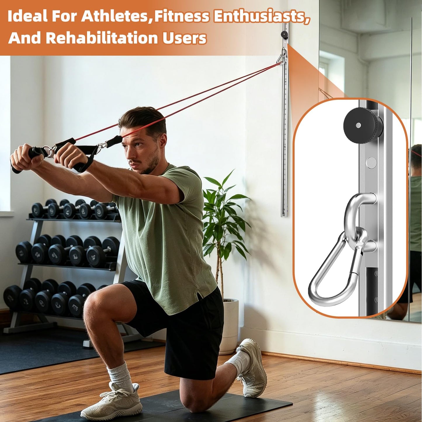 Adjustable Resistance Band Wall Mount System,Home Gym Dedicated Resistance Band Wall Anchor, Ideal for Strength Training, Physical Therapy & Rehab Training