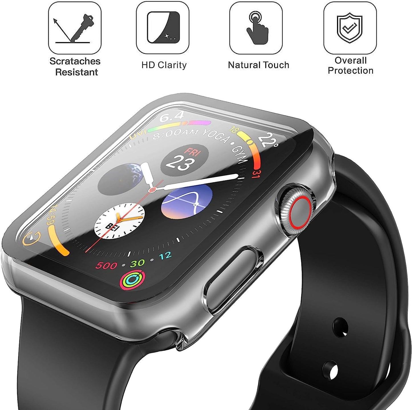 2 Pack 3 (2025) 2 6 5 4 40mm, Misxi Hard PC Case with Tempered Glass Screen Protector Compatible with Apple Watch SE SE