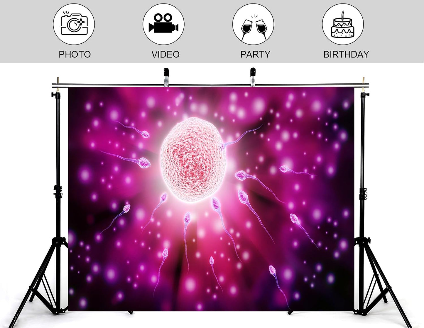 KeyWork 9x6ft Fertilization Science Illustration Backdrop Reproductive Biology Photography Background for Health Fair