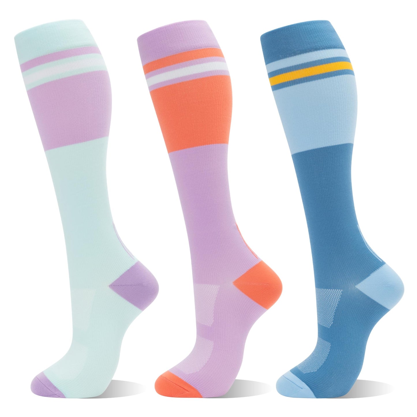 fenglaoda Compression Socks for Women Men 3 Pairs Graduated Compression Support Circulation Socks for Nurses