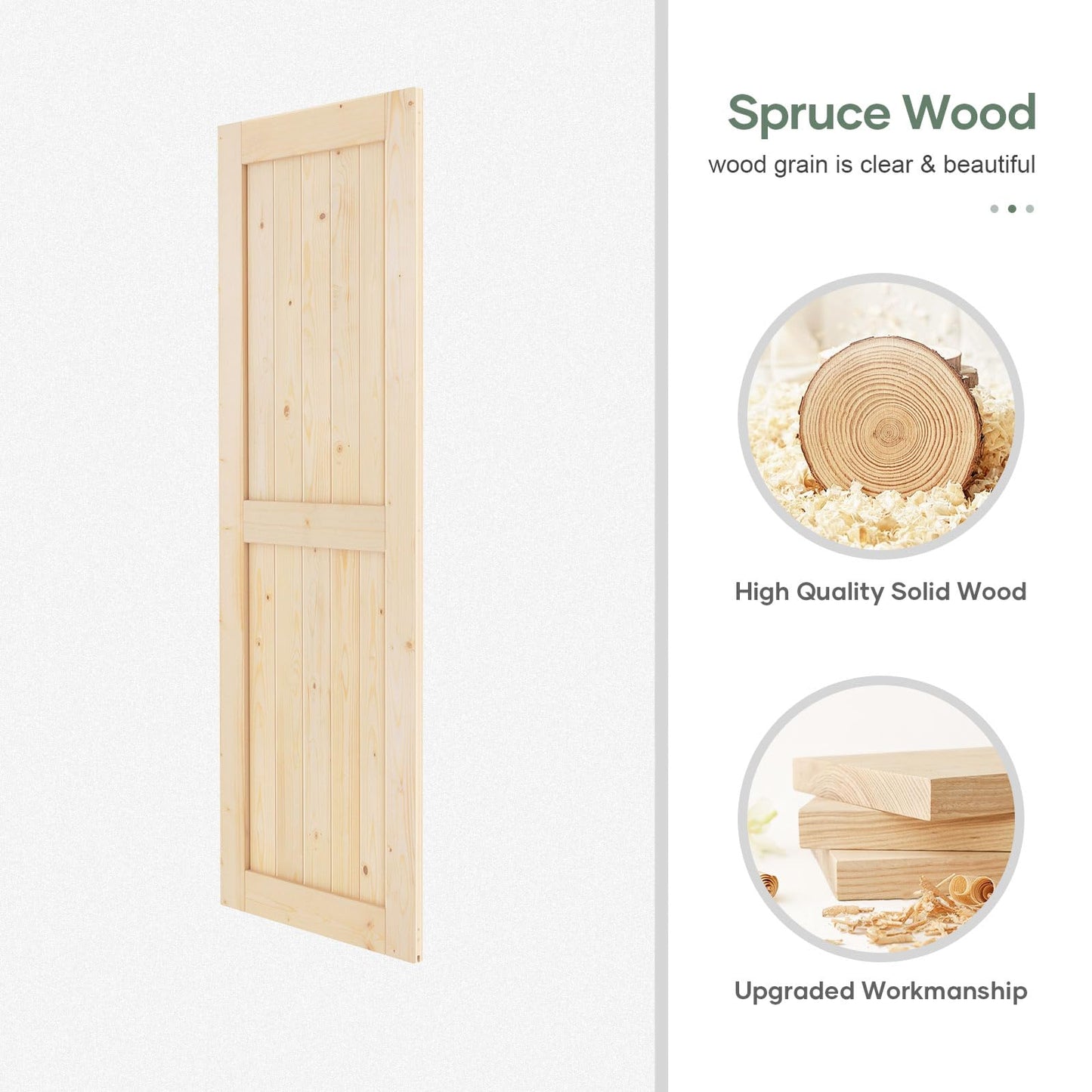 ROYMELO 30x84 inch Sliding Barn Wood Door Slab with 5ft Hardware Kit, Requires Simple DIY Assembly