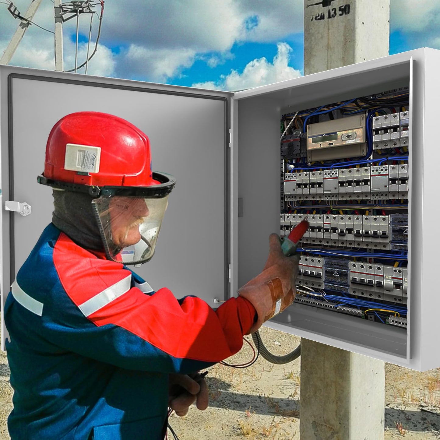 Kinchoix Outdoor Electrical Box 24 x 24 x 8'' Nema 4X Enclosure Waterproof Junction Box Electrical Enclosure Lockable Weatherproof Enclosure Box
