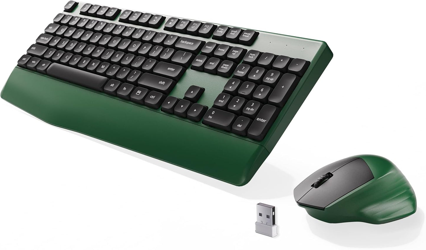 MPTOG Chipset, Ergonomic Keyboard and Mouse Combo with Wrist Rest, BK Full-Size Colorful Office Keyboard and Mouse