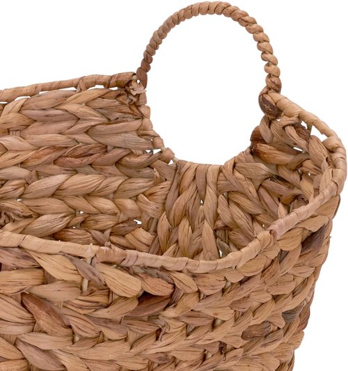 Household Essentials ML-4002 Tall Wicker Basket - Water Hyacinth with Handles | Natural Brown