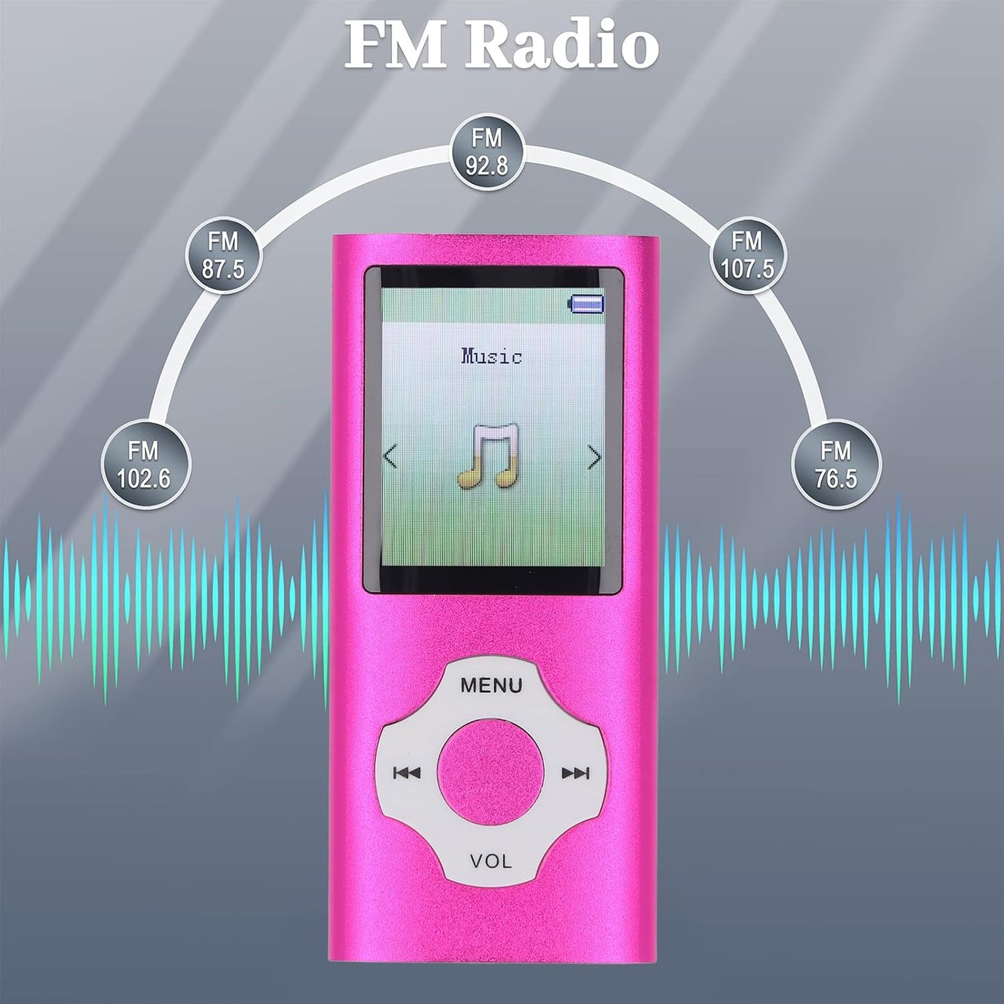 Zopsc MP3 MP4 1.8in 128GB Player, Lossless Sound Portable Video Music Player, Color Screen Digital Music Player
