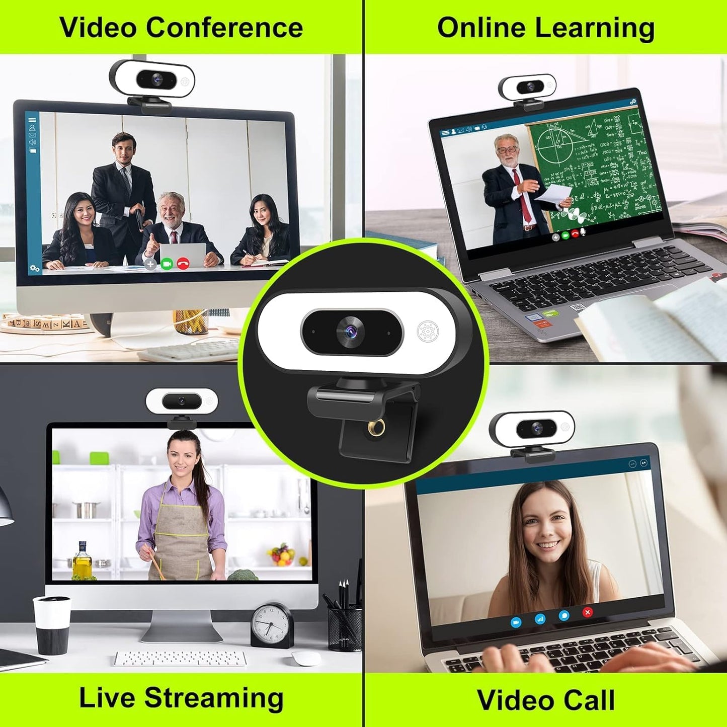 ToLuLu 1080P Webcam with Ring Light Microphone - Streaming Web Camera, Full HD Pro Camera for PC Mac Laptop Desktop
