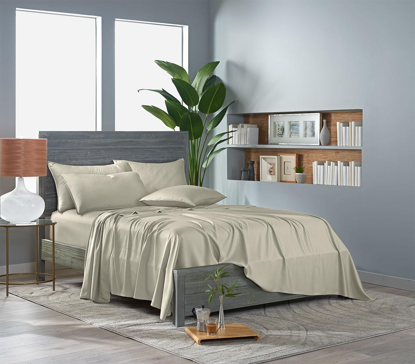 Pure Bamboo King Sheets - Luxuriously Soft 100% Organic Viscose Bed Sheet Set | Cooling & Durable (King, Birch)