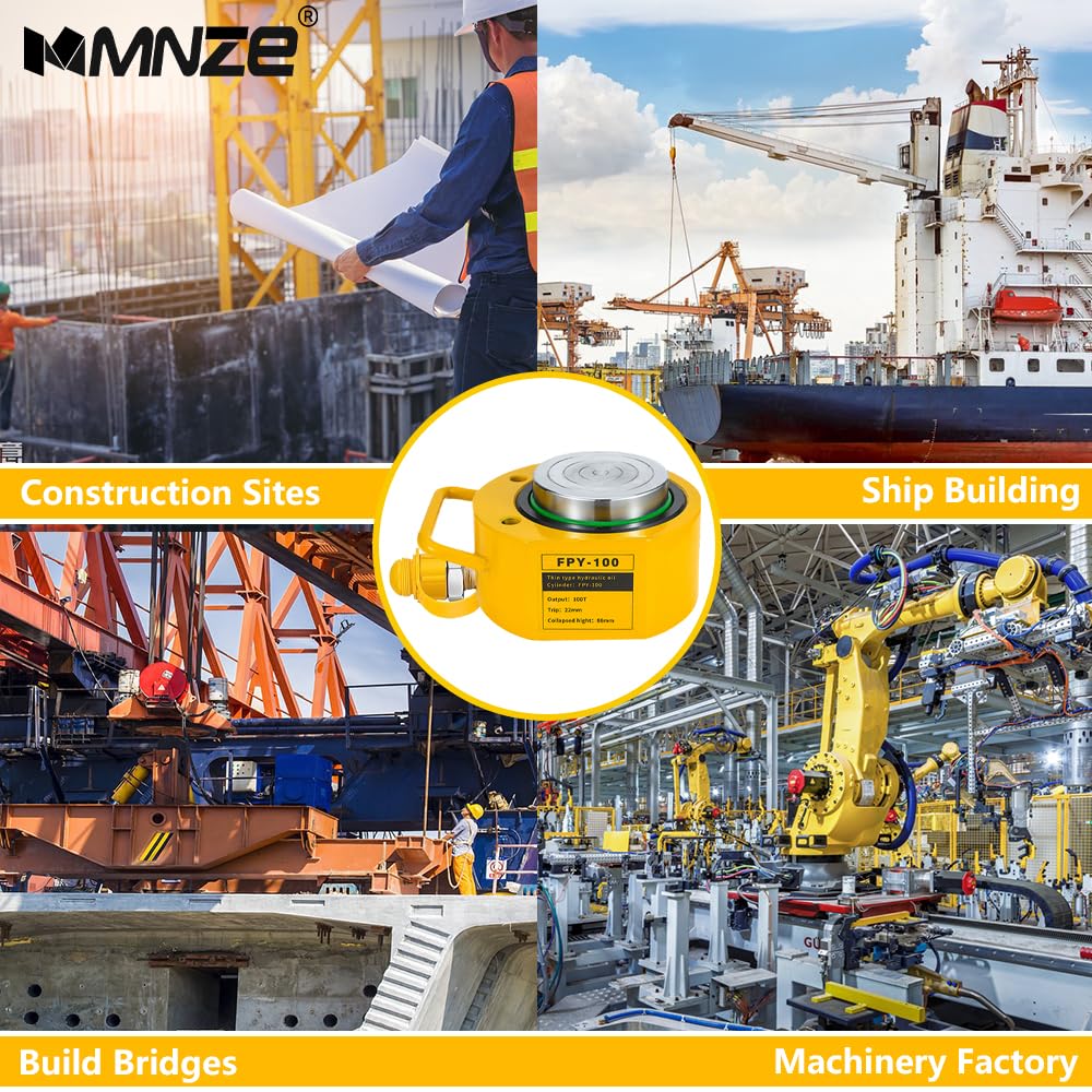 MMNZE 100T 20mm/0.79" Stroke Mini Hydraulic Ram Jack - Porta Power Retract Automatically Split Single Acting Lifting Cylinders for Machinery, Ship Bridge Construction